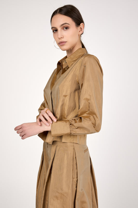 Cropped Shirt in Camel