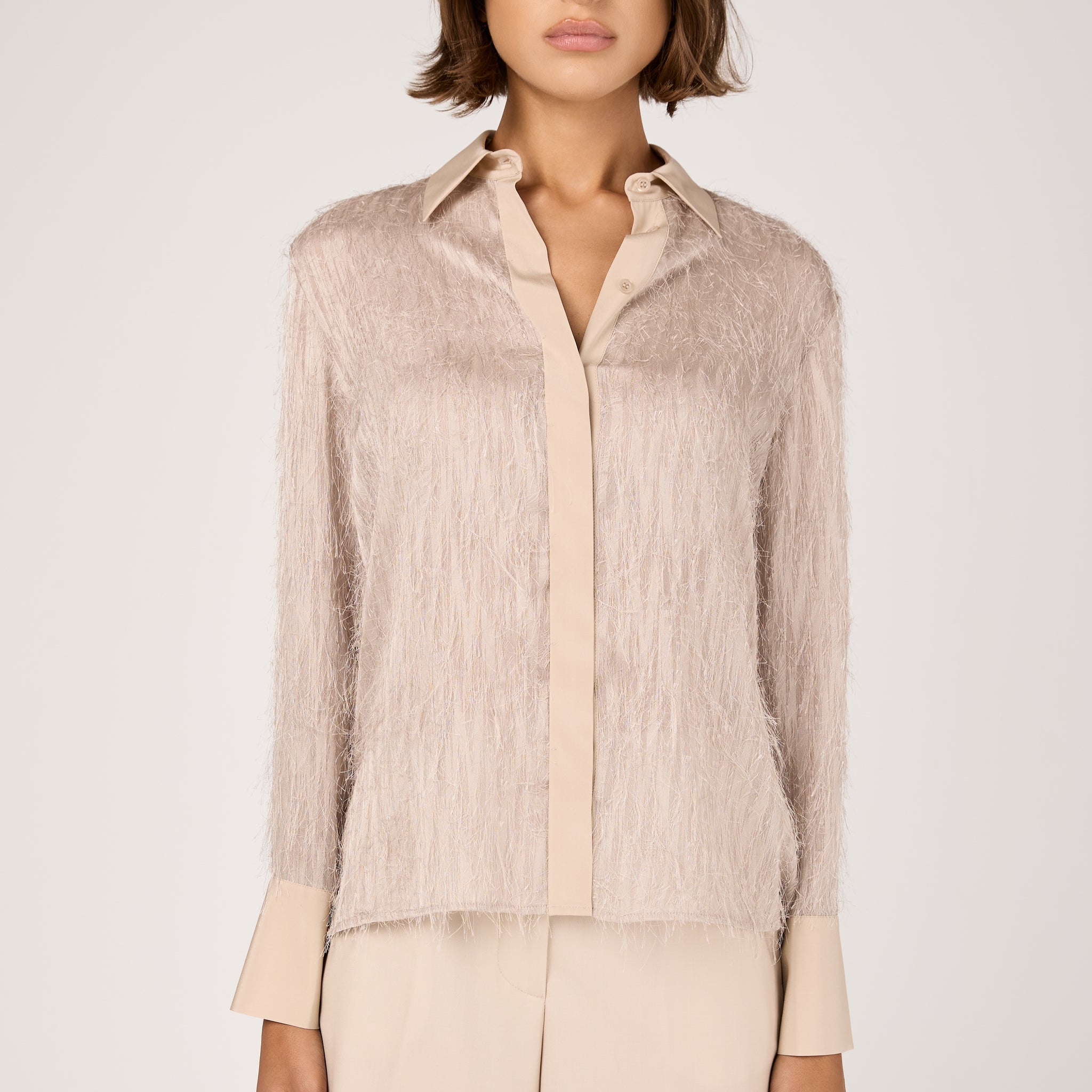 Fil Coupé Jacquard Shirt in Amber Beige