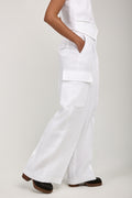 PESERICO Linen Gabardine Cargo Pant in Pure White