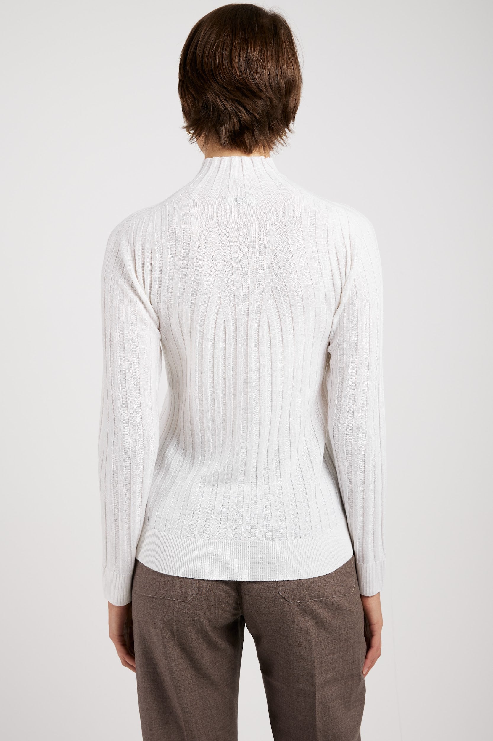 PESERICO Tricot Mock Neck Sweater in Bright White