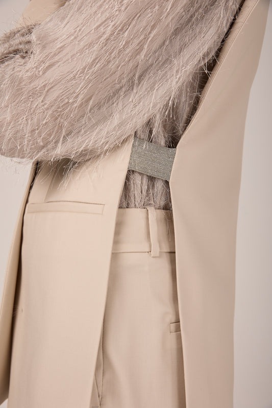 Wool Twill Vest in Amber Beige