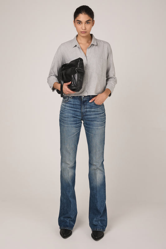 Flora High Rise Flared Jean in Blue Ryder