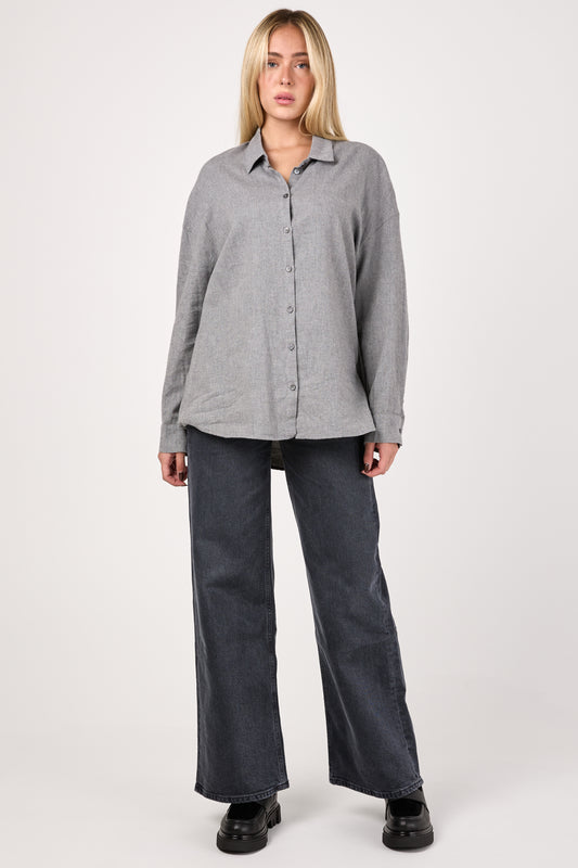 Cotton Popeline Oversized Shirt in Coal