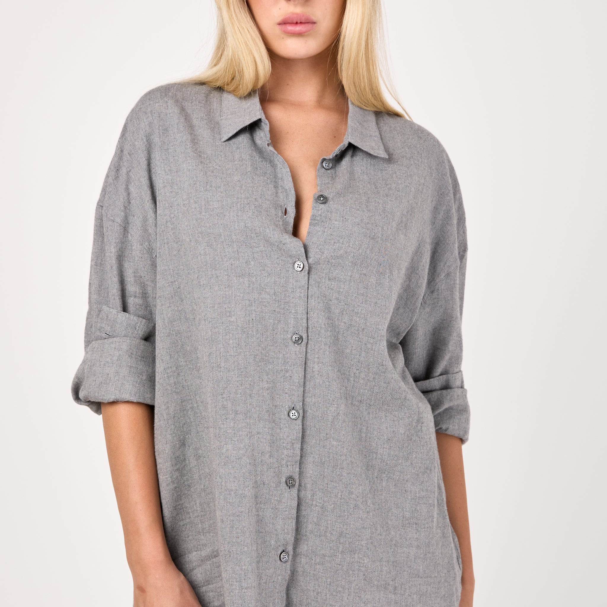 Cotton Popeline Oversized Shirt in Coal