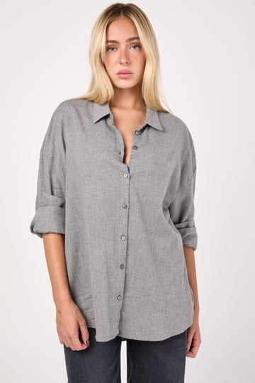 Cotton Popeline Oversized Shirt in Coal