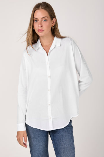 Cotton Poplin Crispy Shirt in White
