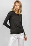 PRIVATE 0204 Long Sleeve Cool Cashmere Tee in Charcoal
