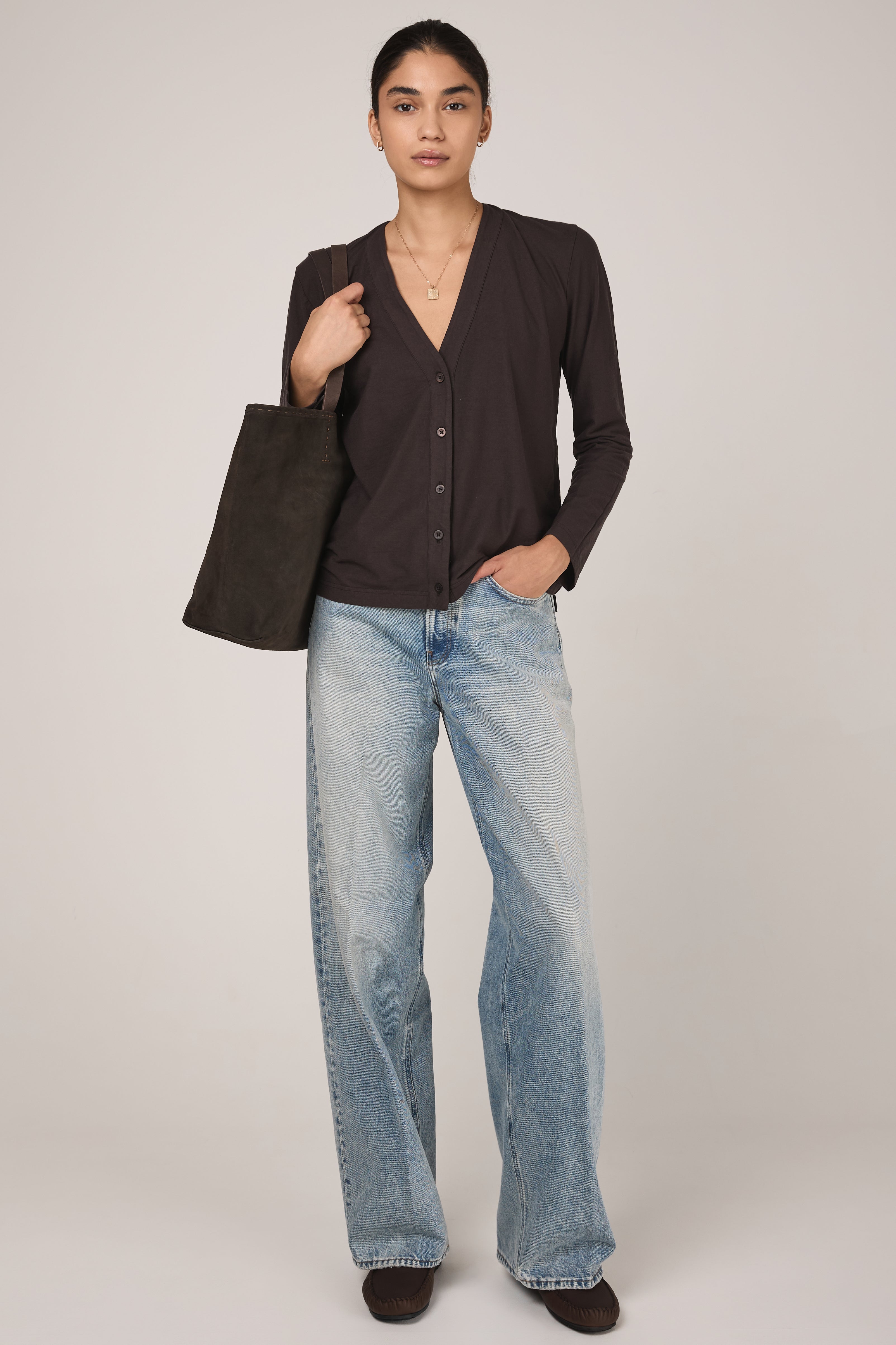 Mini Cotton Crepe Cardigan in Koff