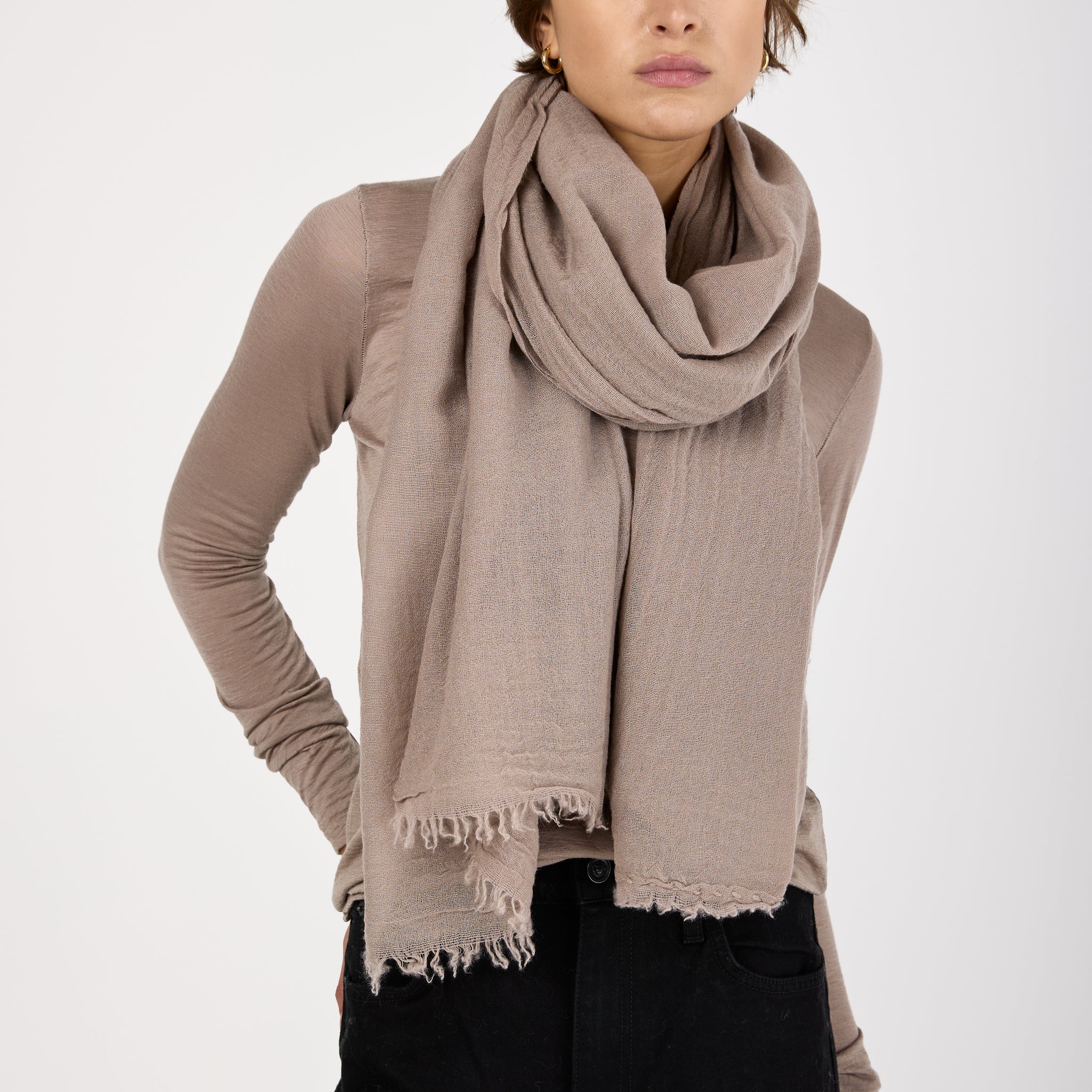 Net Cashmere Scarf in Cappuch