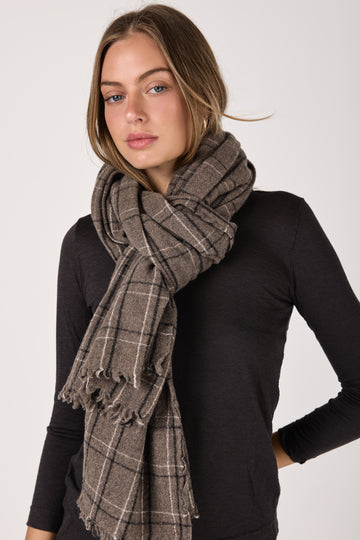 Quadro Cashmere Scarf in Cafe Grey