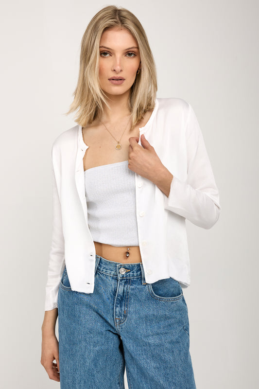 PRIVATE 0204 Reversible Cardigan Top in White