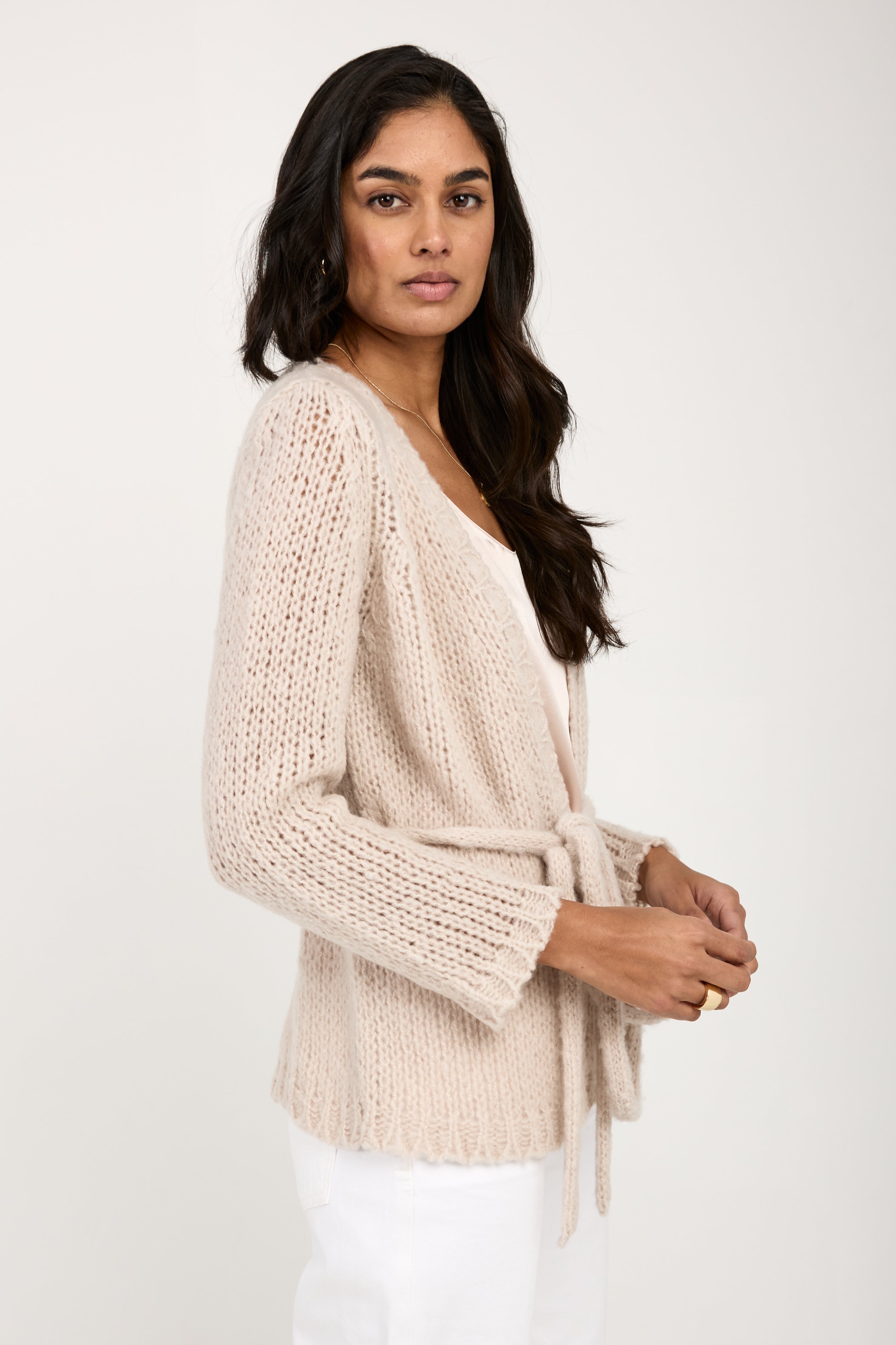 PRIVATE 0204 Super Airy Cashmere Cardigan in Sable | T. Boutique