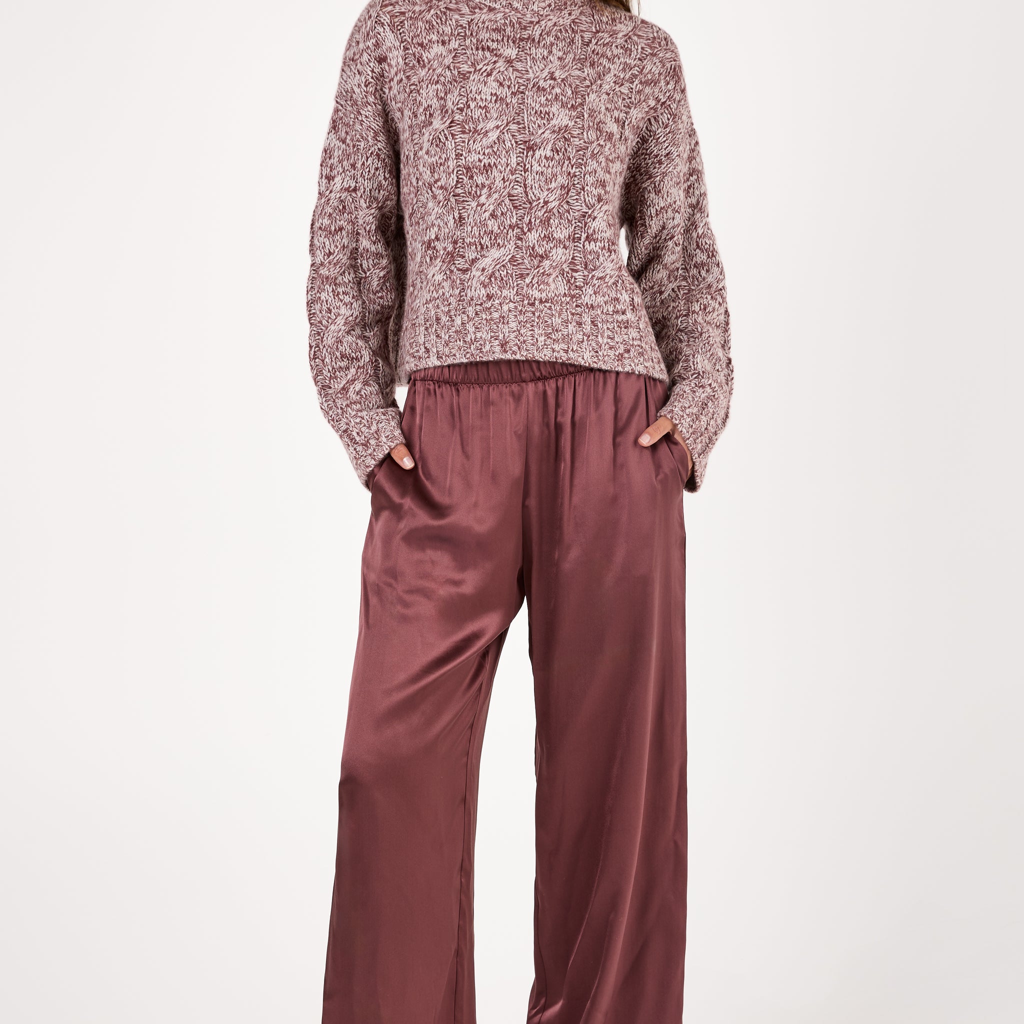 Brynn Silk Pull On Wide Leg Pant in Cimarron