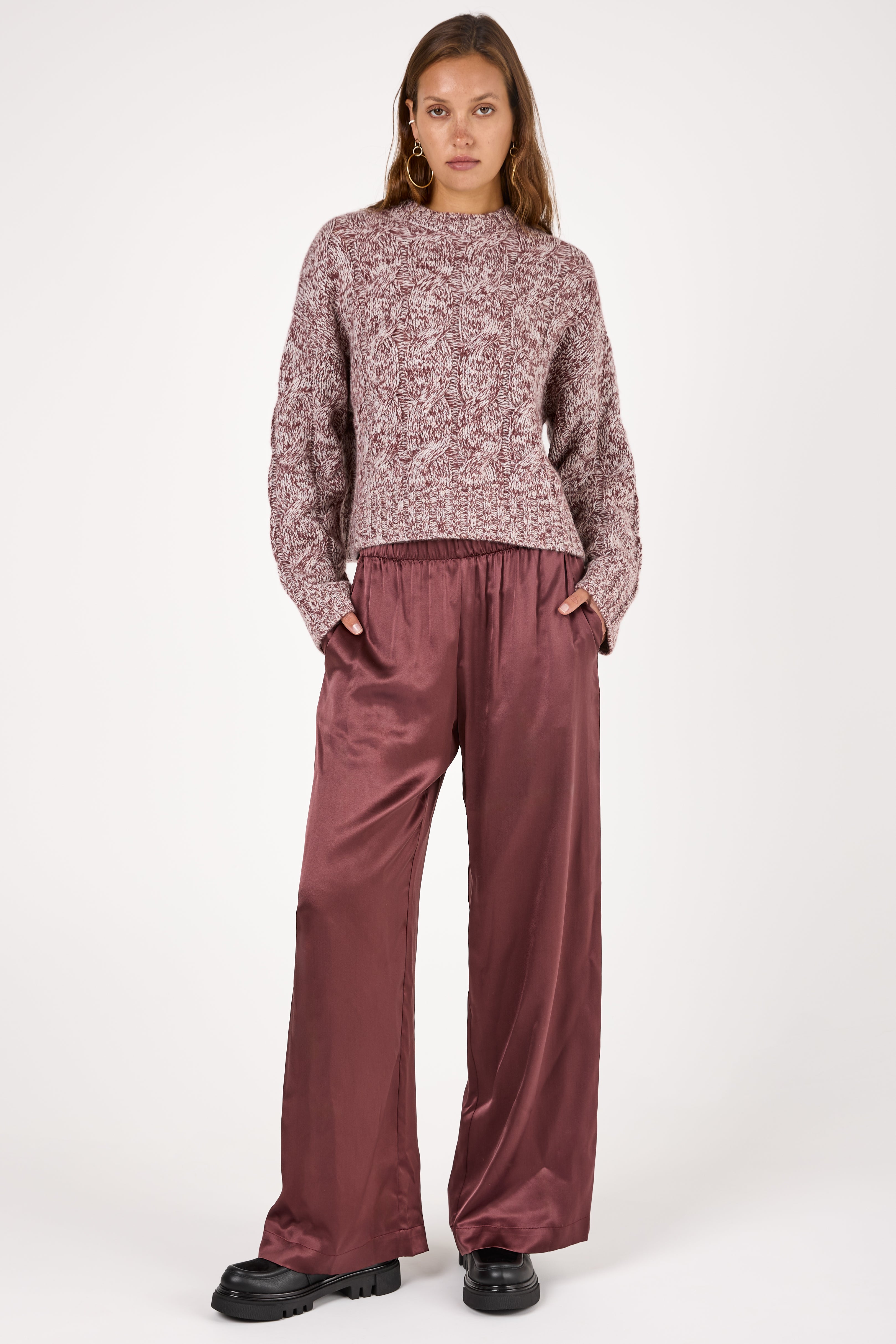 Tristan Cashmere Marled Crewneck Pullover in Cimarron