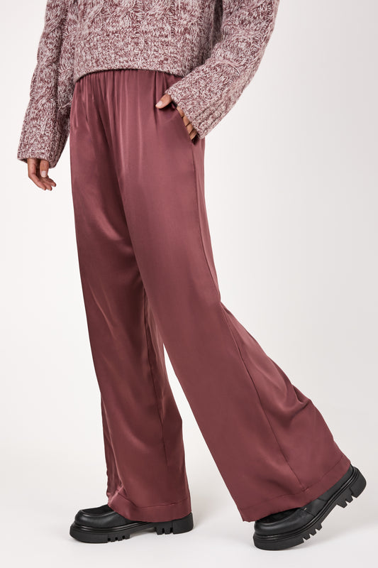 Brynn Silk Pull On Wide Leg Pant in Cimarron