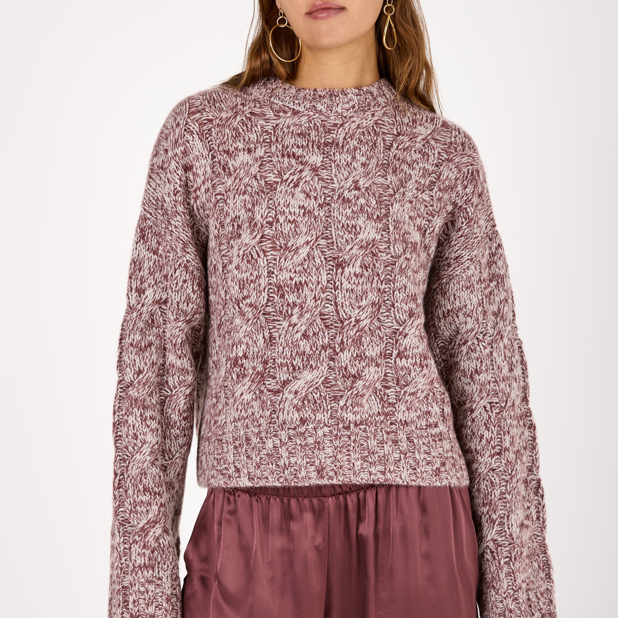 Tristan Cashmere Marled Crewneck Pullover in Cimarron