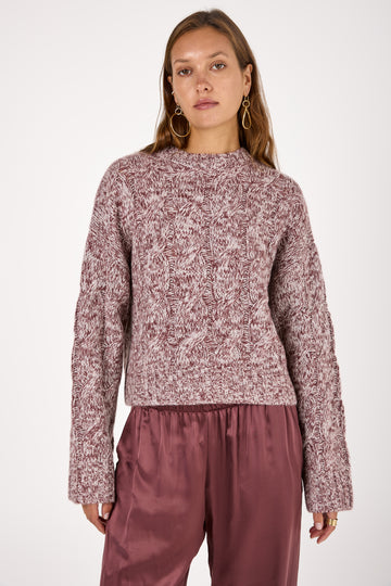 Tristan Cashmere Marled Crewneck Pullover in Cimarron