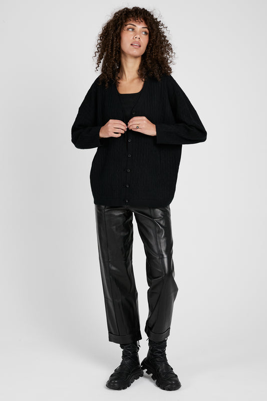 SABLYN Cooper Cable Knit Cardigan in Black