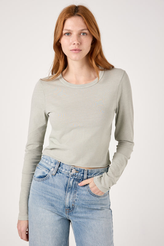 Baby Long Sleeve Crop Tee in Agate Grey