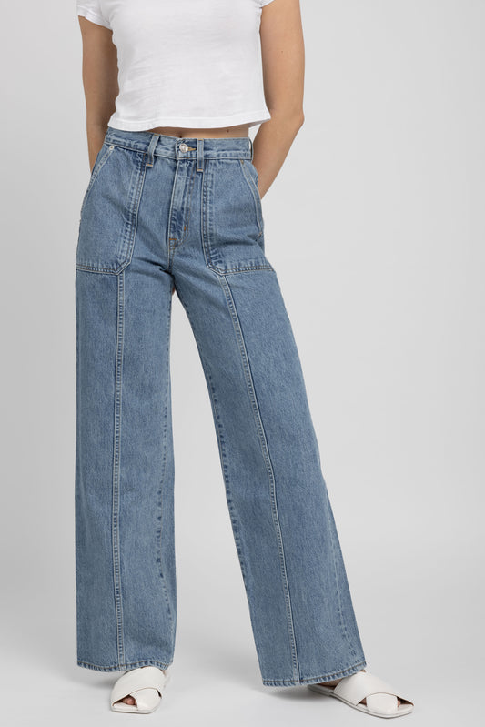 SLVRLAKE Grace Cargo with Seam Jean in Pacific