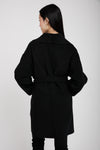 TANDEM Belted Wrap Wool Coat in Black