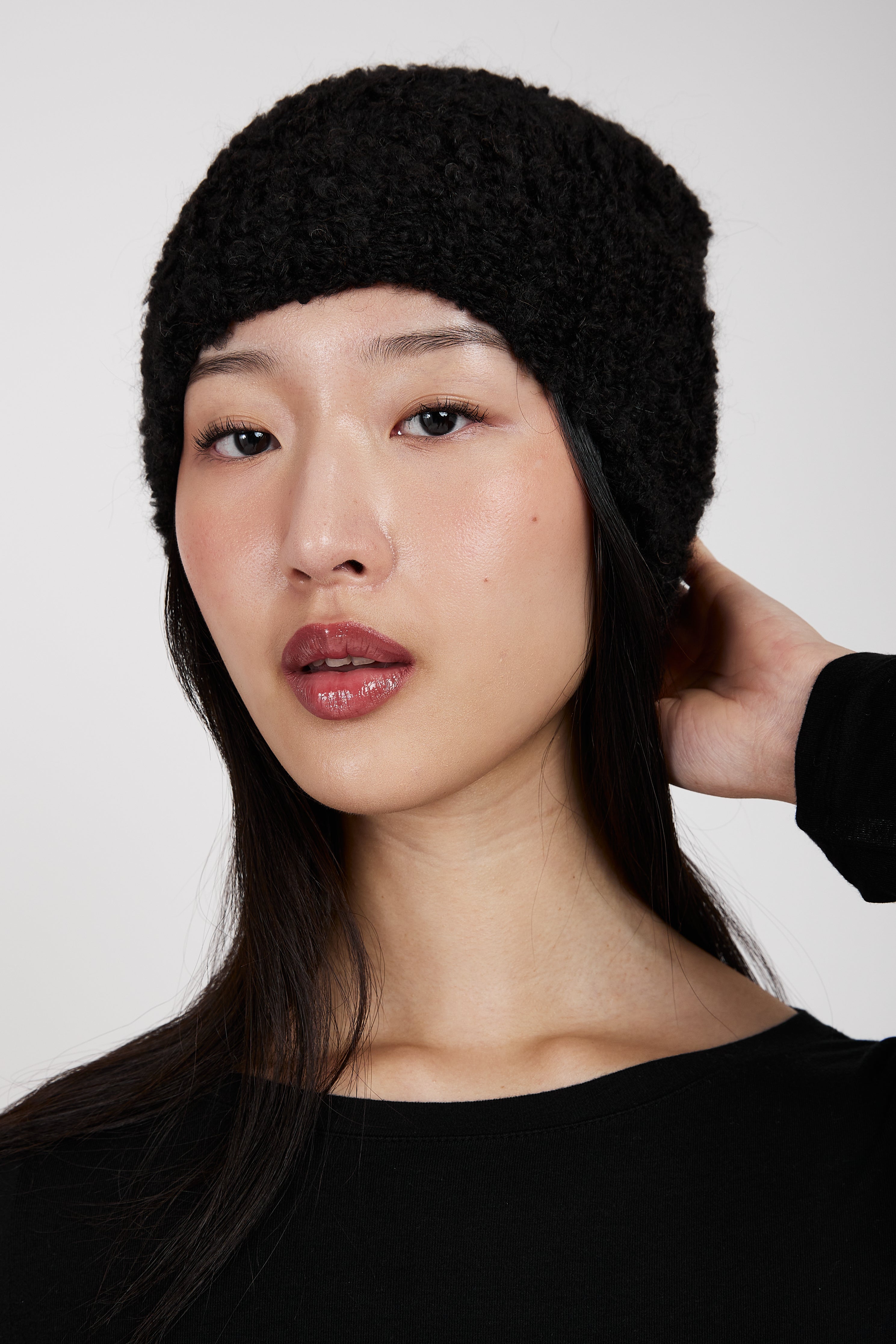 Bouclé Hat in Black