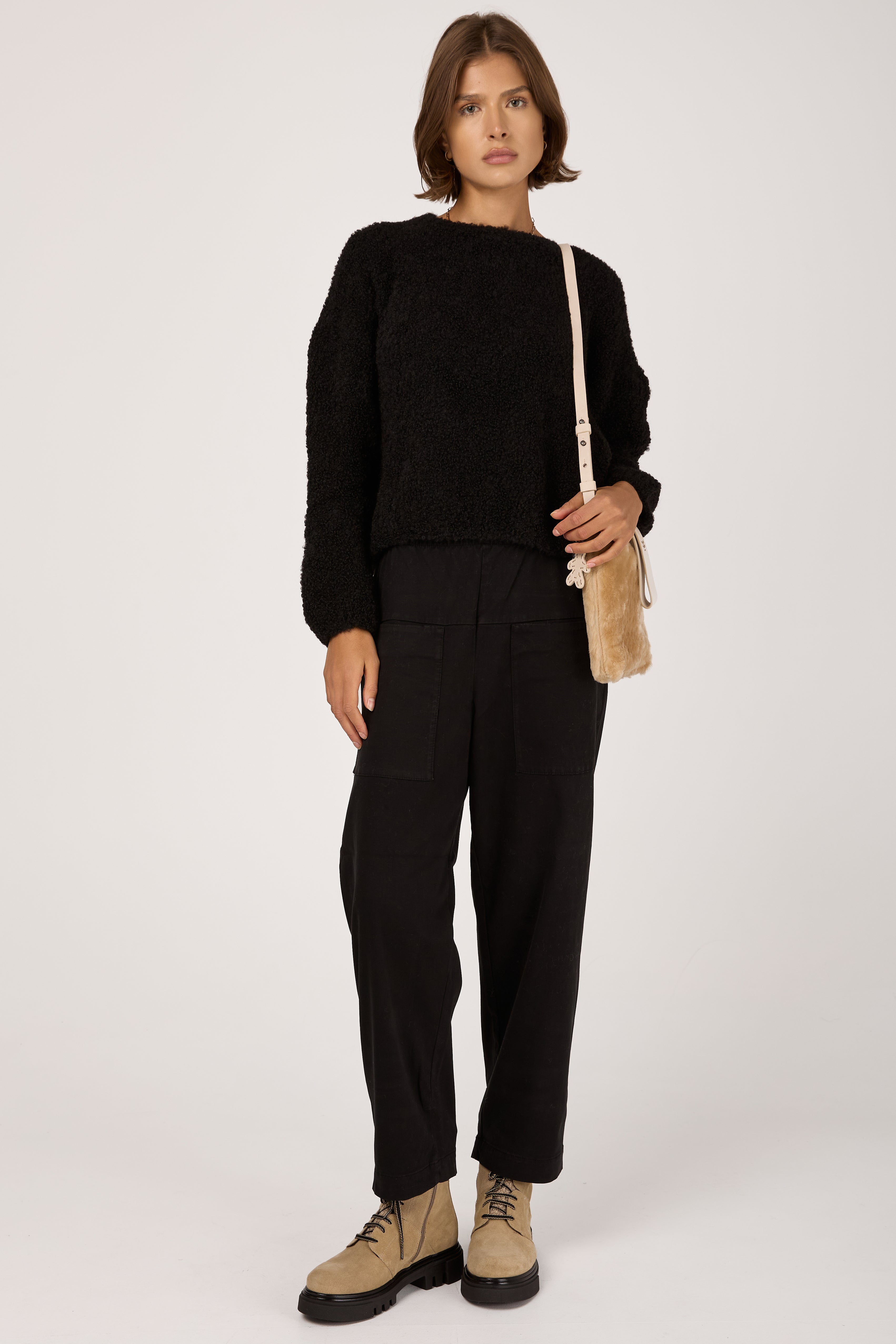 Bouclé Wool Sweater in Black