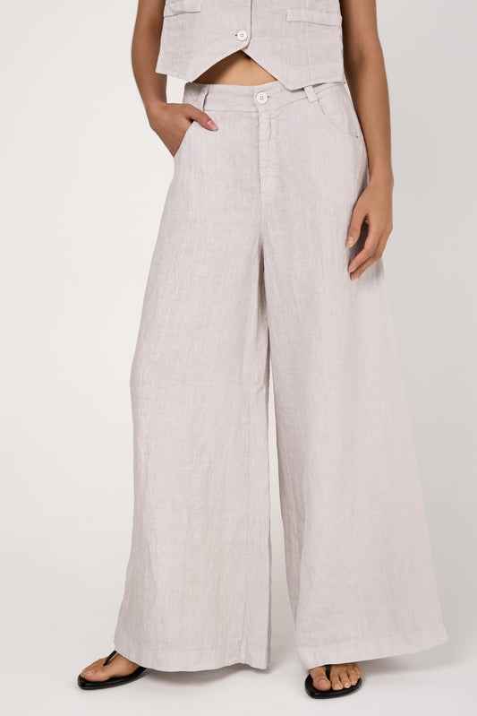 Linen Trouser Pant in Ice