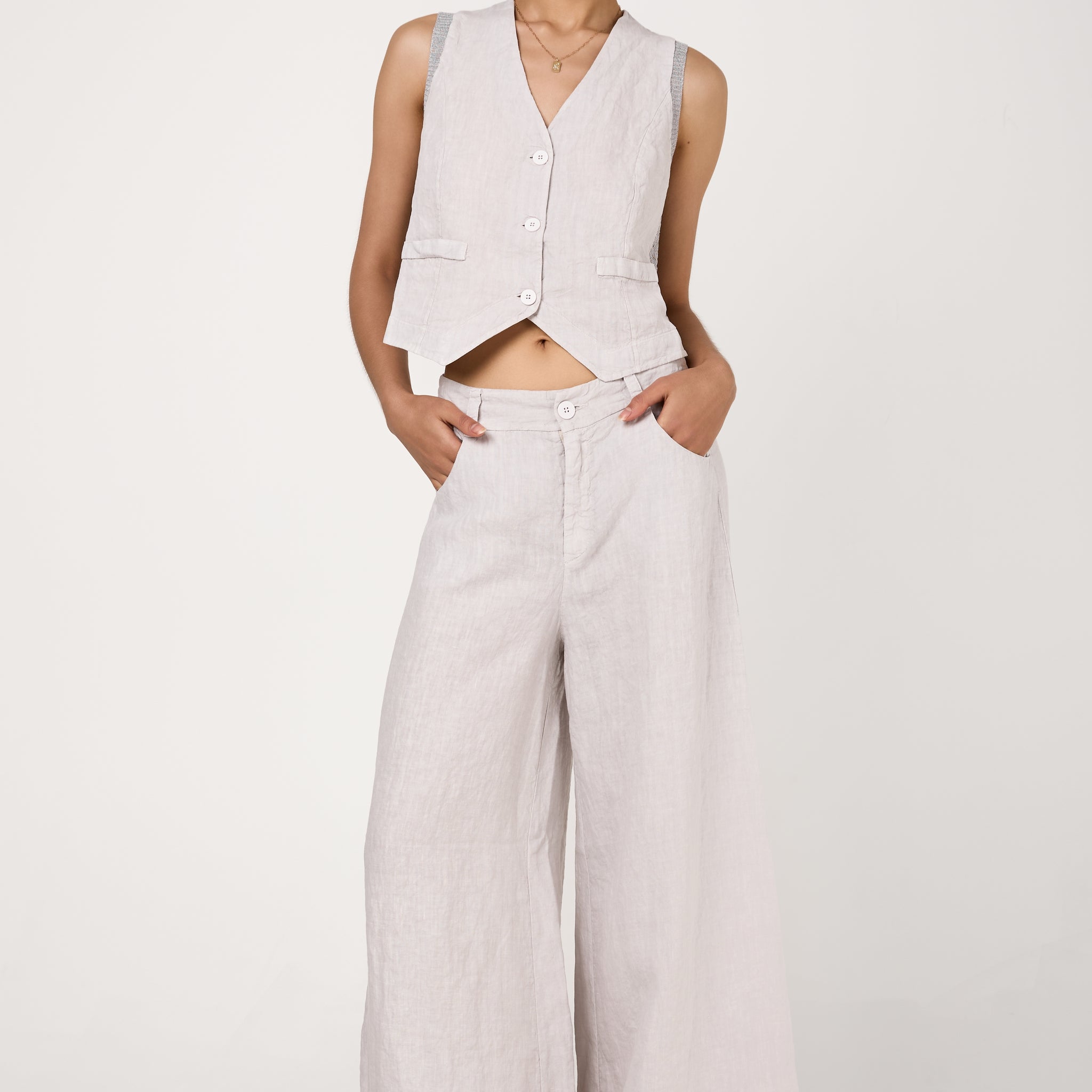 Linen Trouser Pant in Ice