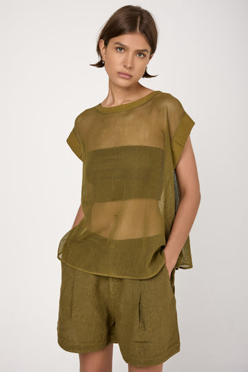 Short Sleeve Top in Leaf