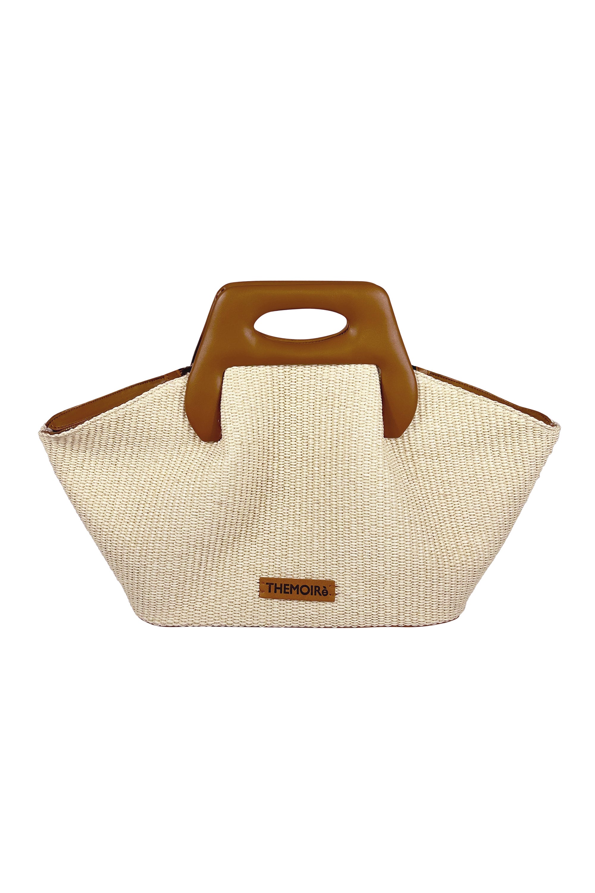 Dhea Straw Tote Bag in Shell and Caramel