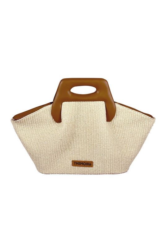 THEMOIRè Dhea Straw Tote Bag in Shell and Caramel