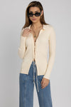 THE RANGE Viscose Knit Laced Cardigan in Light Shell