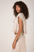 TRANSIT Boxy-Cut Short Sleeves Jacket in Sand