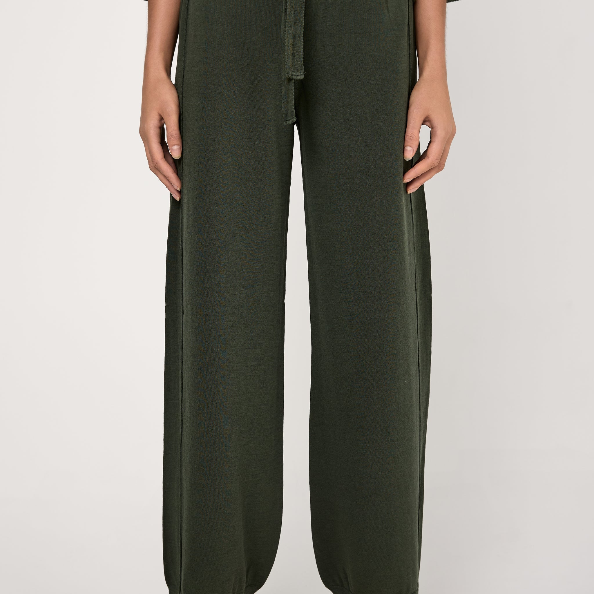 Cotton Knit Trousers in Green