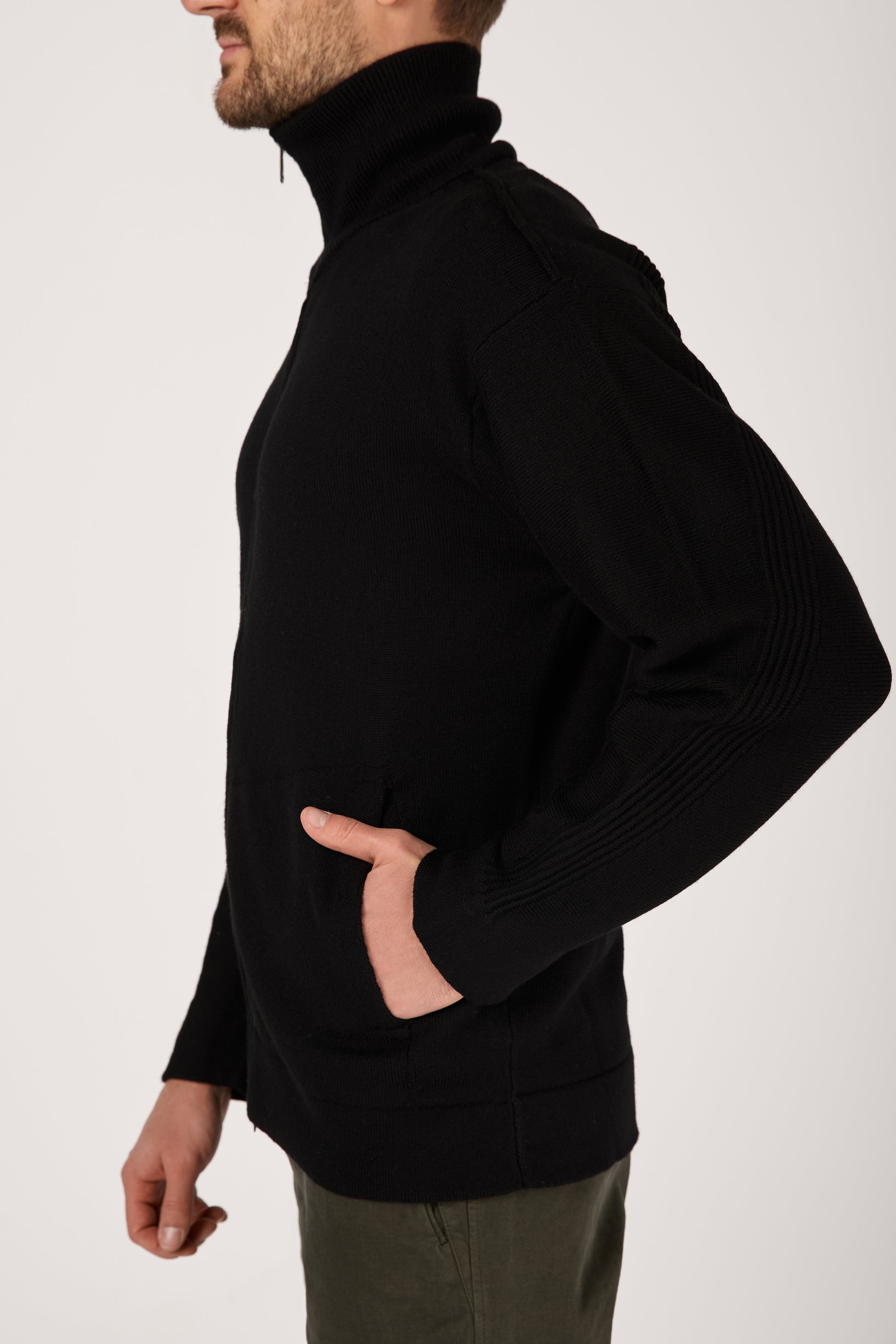 TRANSIT High Neck Zip Jacket in Black