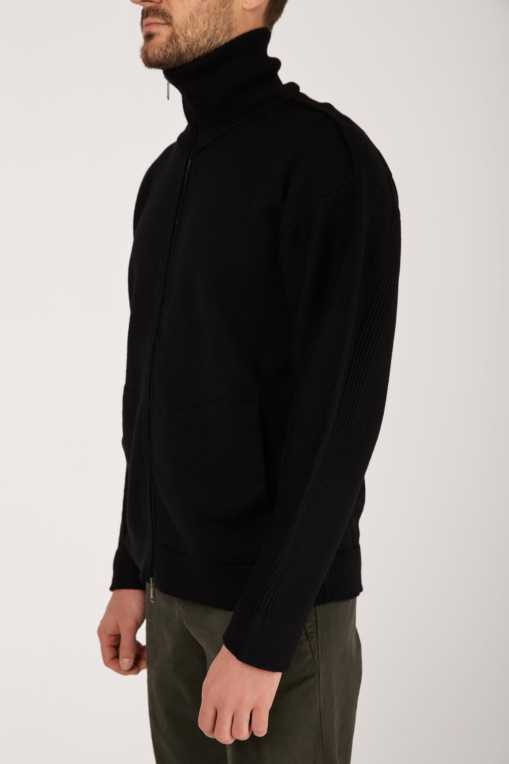 TRANSIT High Neck Zip Jacket in Black