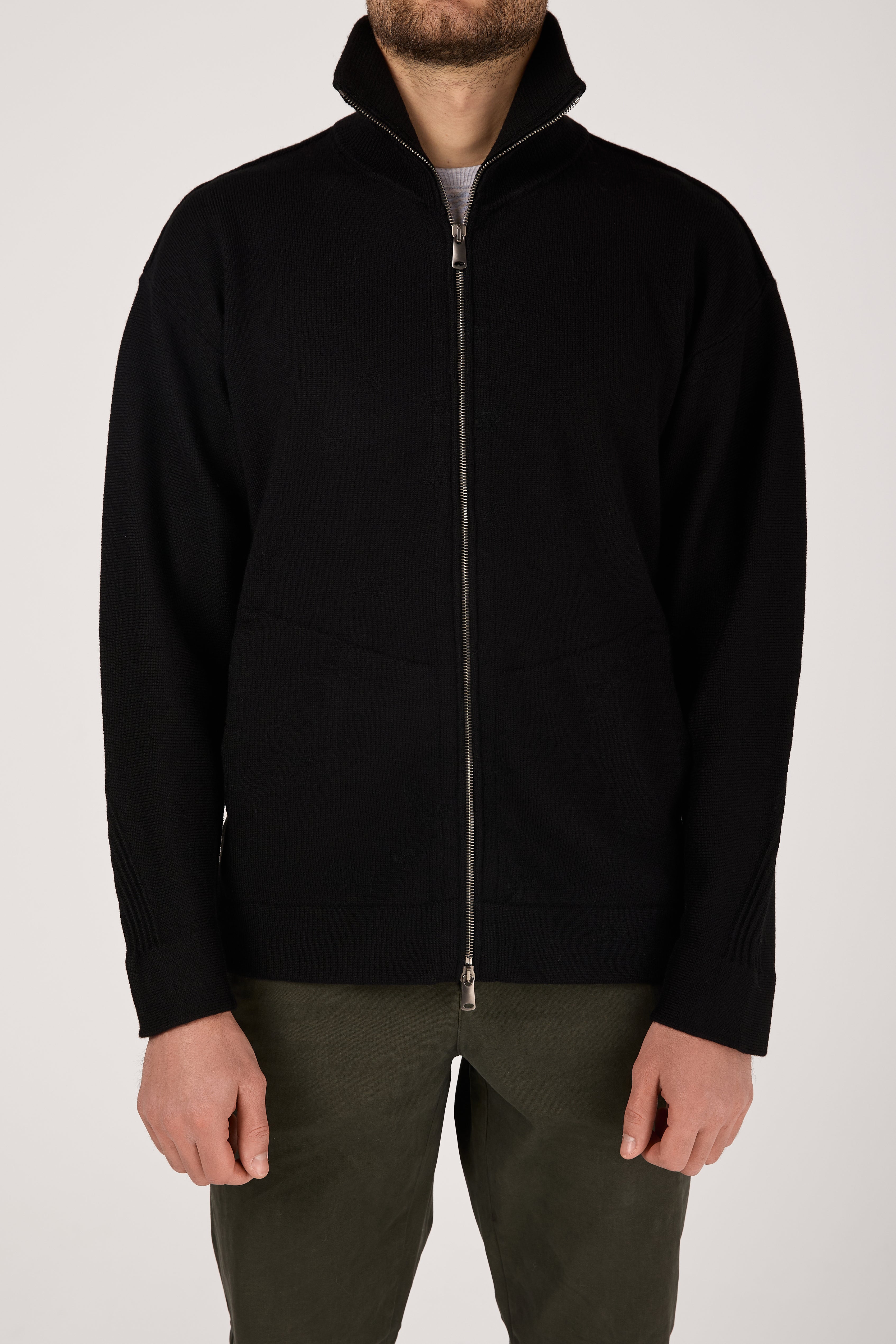 High Neck Zip Jacket in Black