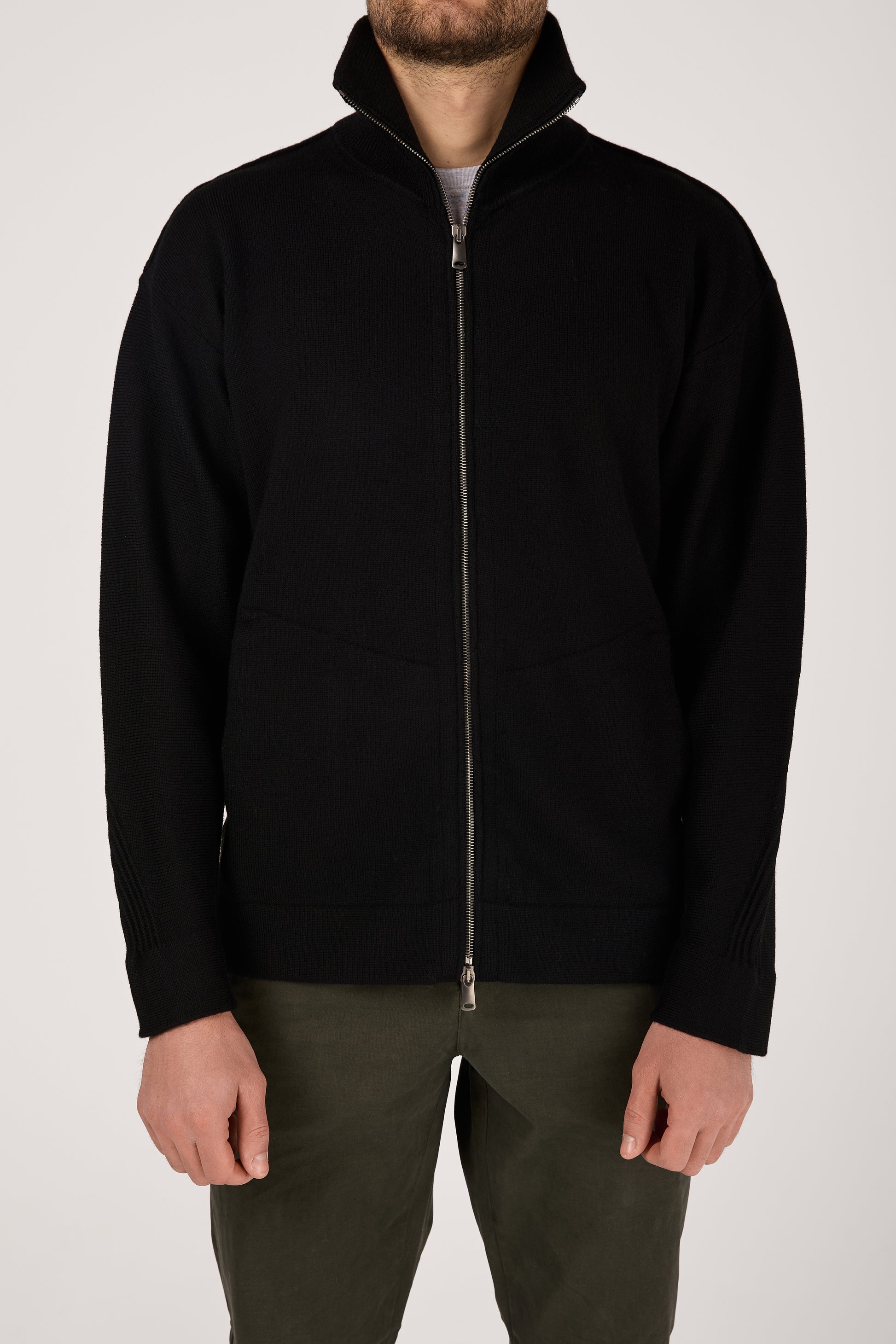 TRANSIT High Neck Zip Jacket in Black