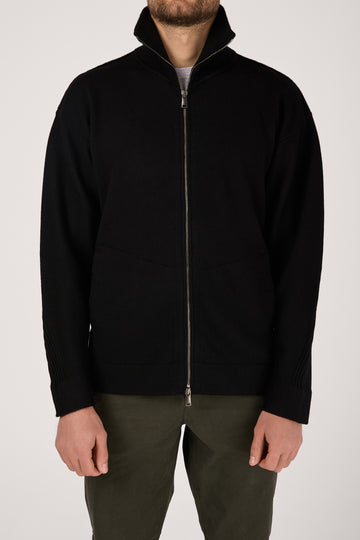 TRANSIT High Neck Zip Jacket in Black