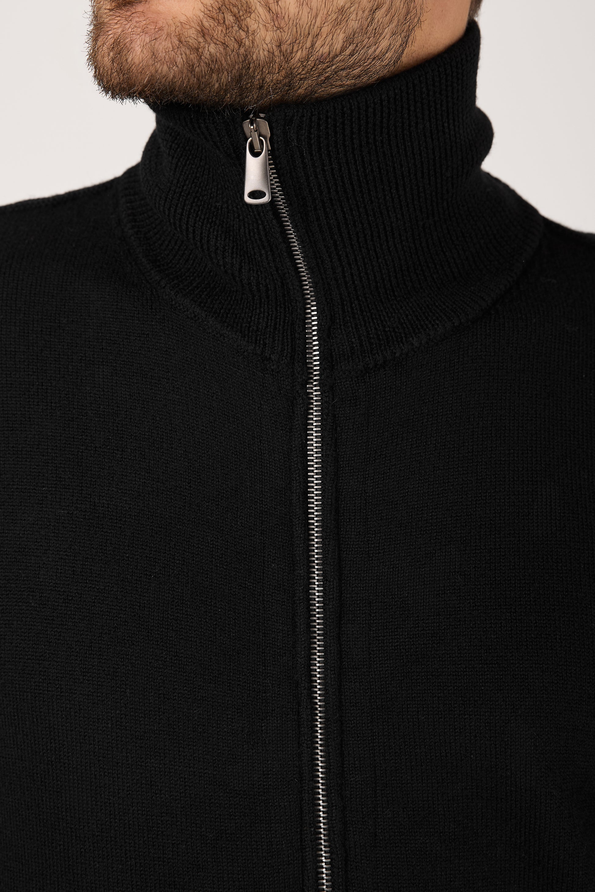 TRANSIT High Neck Zip Jacket in Black