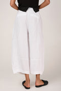 TRANSIT Linen Cropped Bombé Trouser in White