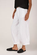 TRANSIT Linen Cropped Bombé Trouser in White