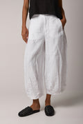 TRANSIT Linen Cropped Bombé Trouser in White