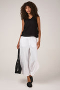 TRANSIT Linen Cropped Bombé Trouser in White