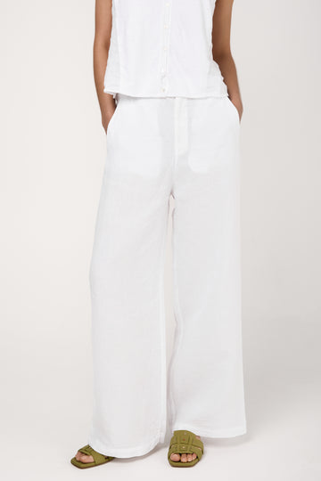 Linen Palazzo Trousers in White