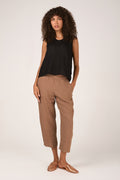 TRANSIT Linen Straight Cropped Trouser in Nut