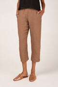 TRANSIT Linen Straight Cropped Trouser in Nut