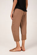 TRANSIT Linen Straight Cropped Trouser in Nut