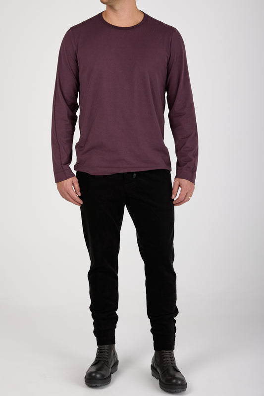 Long Sleeve Crewneck Shirt in Burgundy